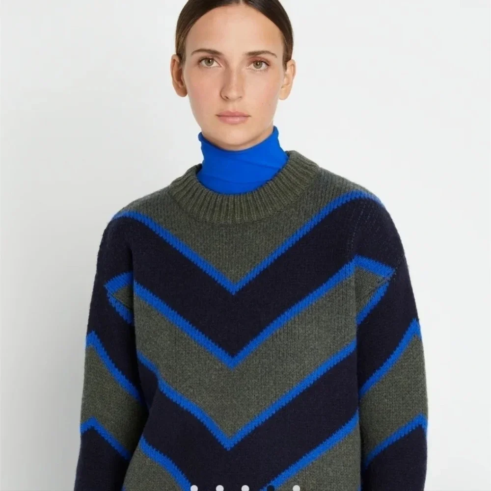 Tory Burch chevron merino sweater XL